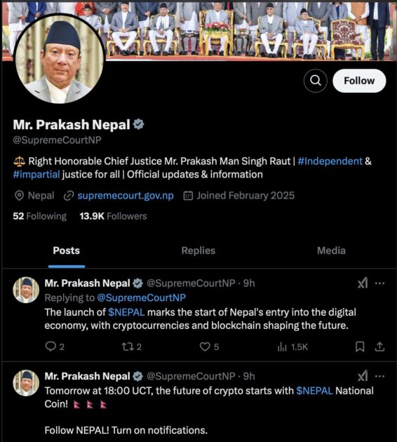 Fake twitter handle of chief justice Prakash Nepal