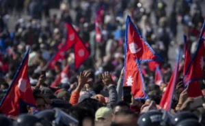 Many people were hurt when security officers and protesters fought at Tinkune