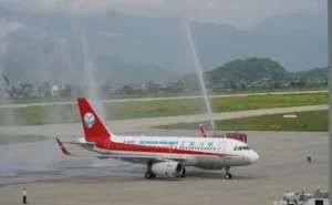 The Pokhara airport which cost $215.96 million, had its first passenger flight