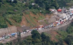 Vehicles on the road, long traffic jam